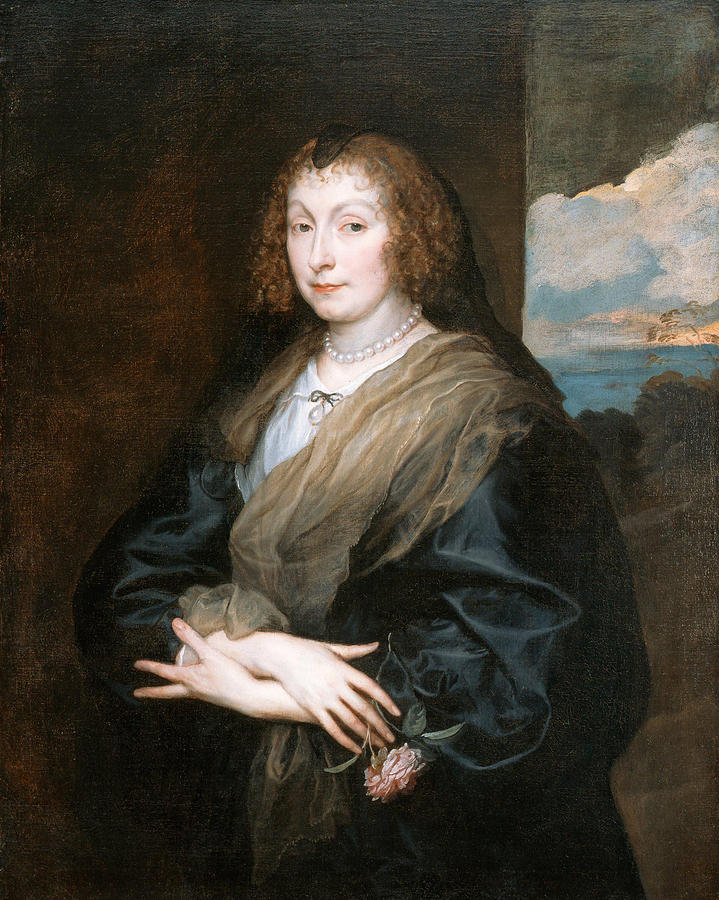 Portrait of a Woman with a Rose Painting by Anthony van Dyck - Fine Art ...