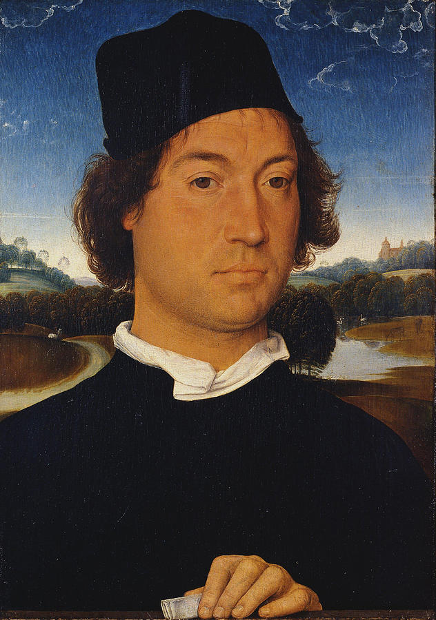 Hans Memling Painting - Portrait of an Unknown Man with a Letter  #2 by Hans Memling
