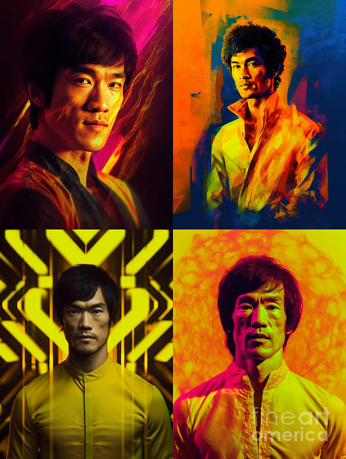 Fantasy Painting - Portrait  of  Bruce  Lee    Surreal  Cinematic  Minima  by Asar Studios #2 by Celestial Images