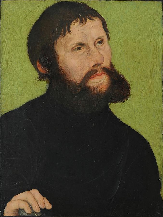 Portrait of Luther as Junker Jorg Painting by Lucas Cranach the Elder ...