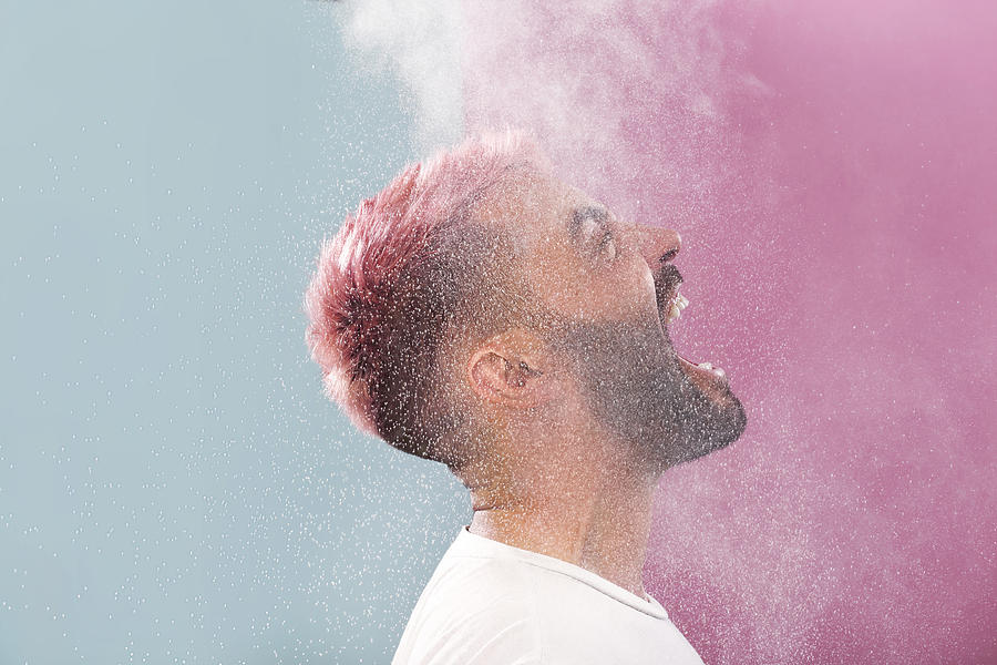 Portrait of Male with Pink Hair #2 Photograph by Mireya Acierto
