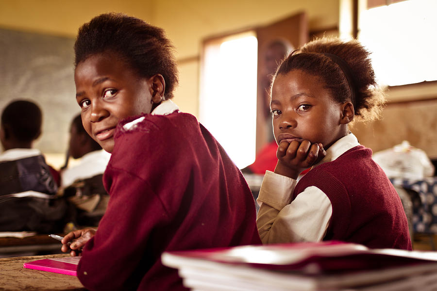 Portrait of South African girls in a rural Transkei classroom #2 Photograph by Epicurean
