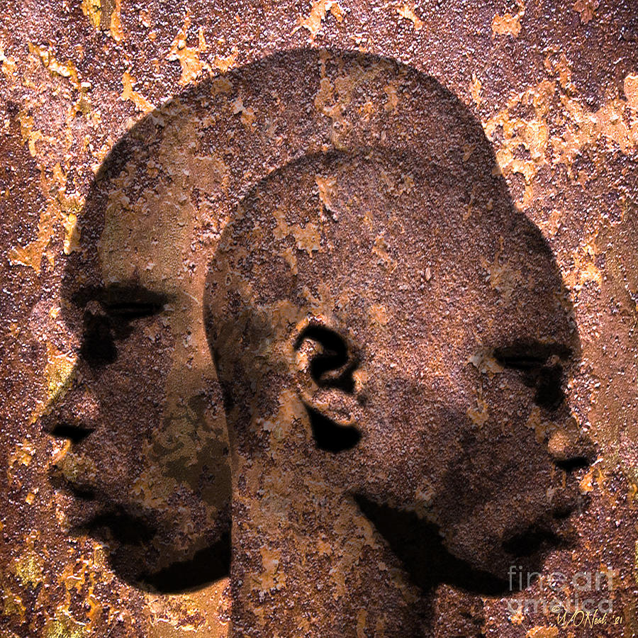 Heads Digital Art - 2 Profiles In One by Walter Neal