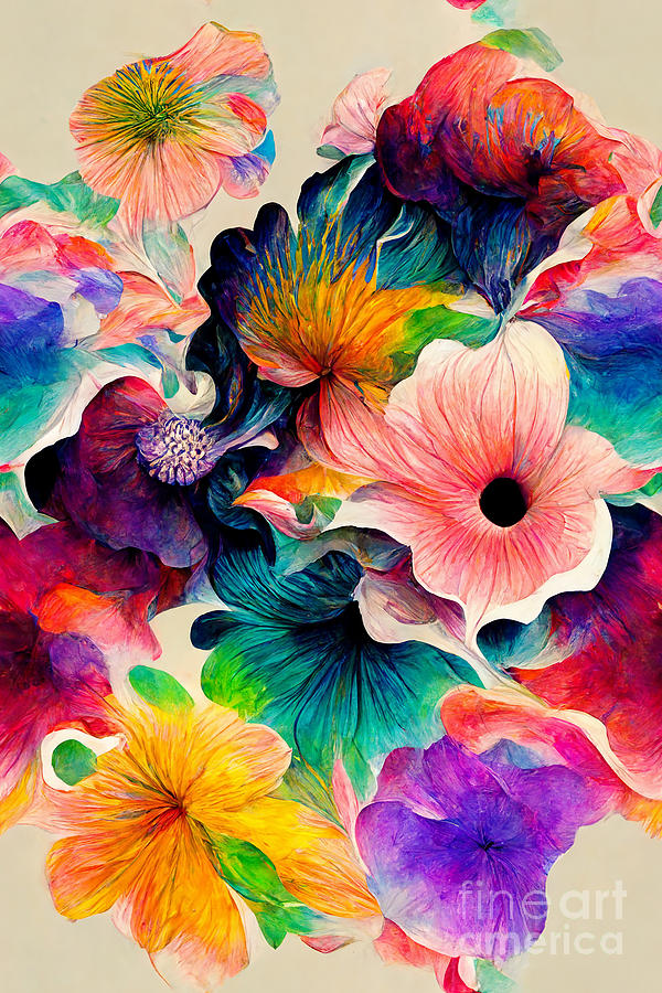 Psychedelic floral pattern Digital Art by Sabantha - Fine Art America