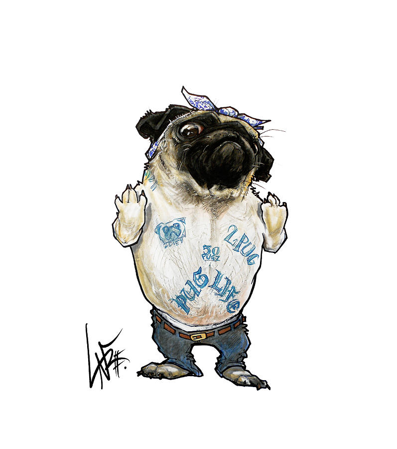 Pug Drawing - Pug Life by John LaFree Pug Drawing - Pug Life by John LaFree