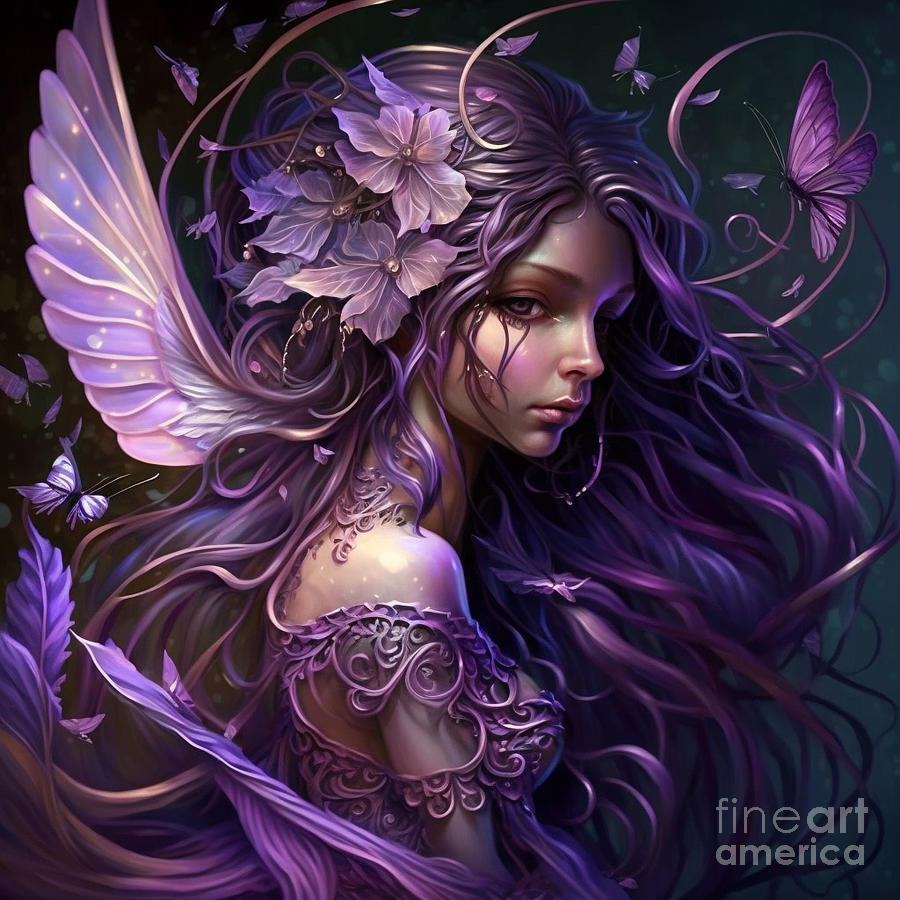 Purple Fairy Digital Art by Lori Stewart - Fine Art America