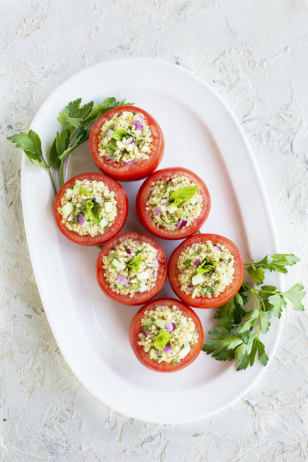 Quinoa Tabbouleh stuffed Tomatoes #2 Photograph by The Picture Pantry Quinoa Tabbouleh stuffed Tomatoes #2 Photograph by The Picture Pantry