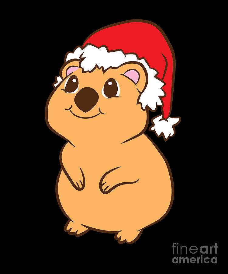 Quokka With Santa Hat Funny Quokka Lover Christmas Quokka Digital Art ...