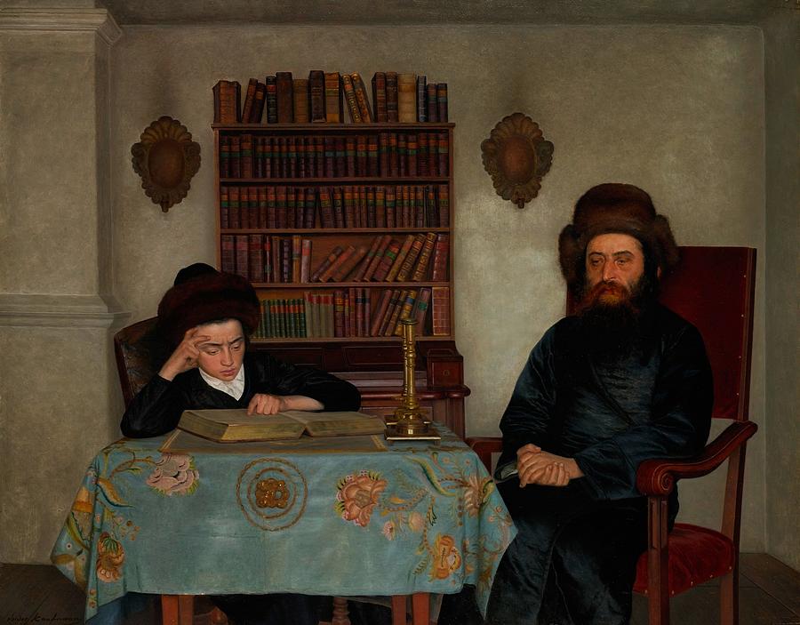Book Painting - Rabbi With Young Student #2 by Mountain Dreams