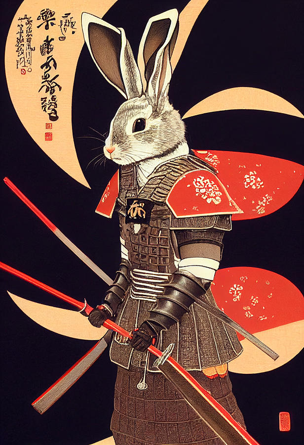 Rabbit in Japanese samurai armor by Asar Studios Digital Art by ...