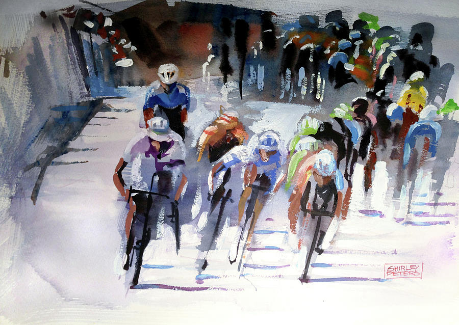 Racing Le Tour Painting by Shirley Peters