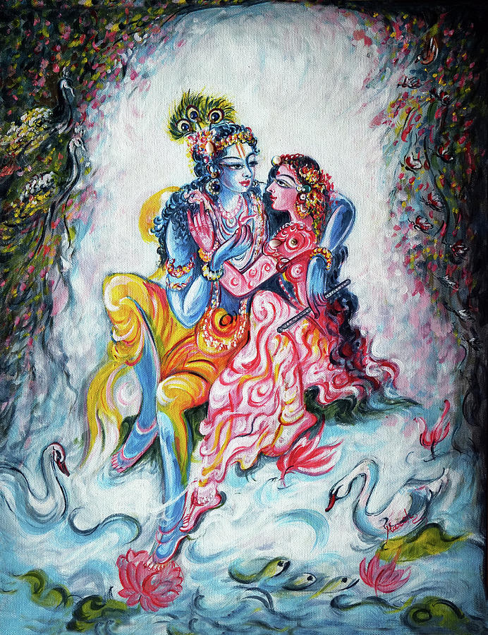 Radhe Krishna - Love moments #1 Painting by Harsh Malik