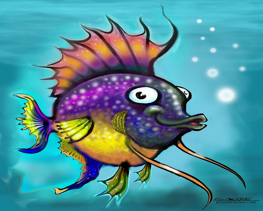 Rainbow Fish Painting by Kevin Middleton
