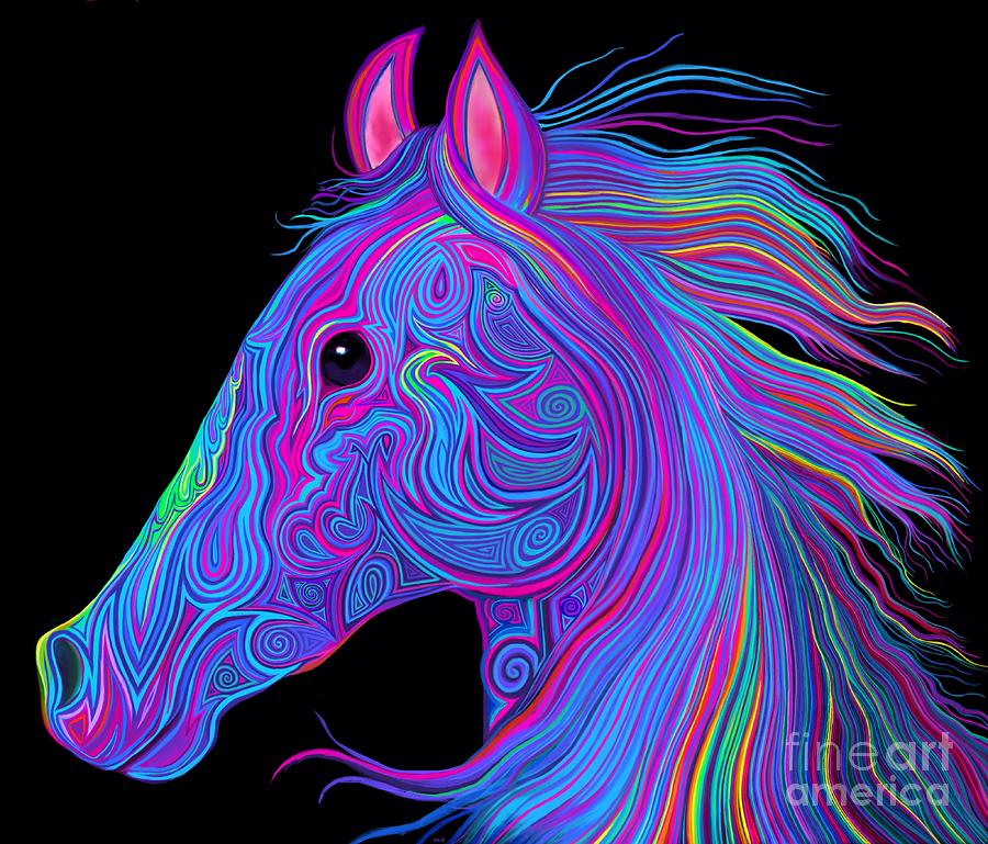 Rainbow Tribal Horse #1 Digital Art by Nick Gustafson