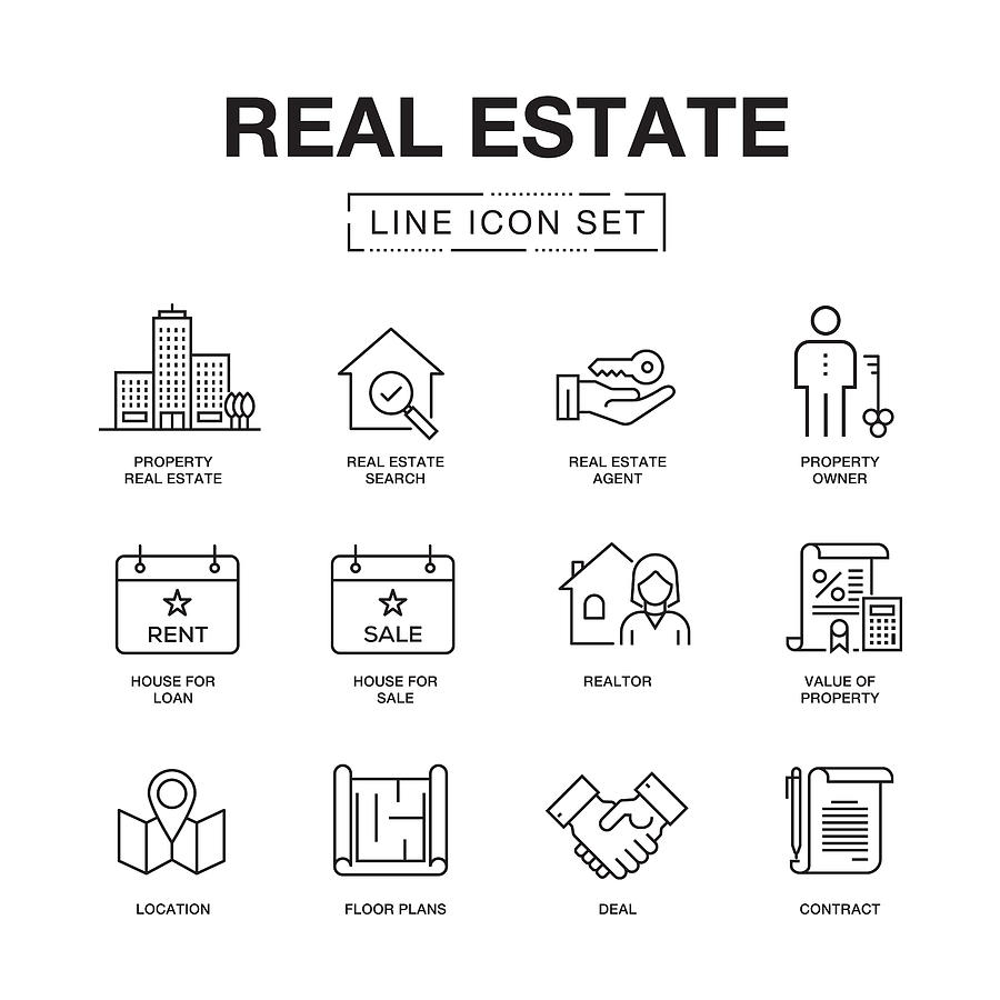 Real Estate Line Icons Set #2 Drawing by Cnythzl