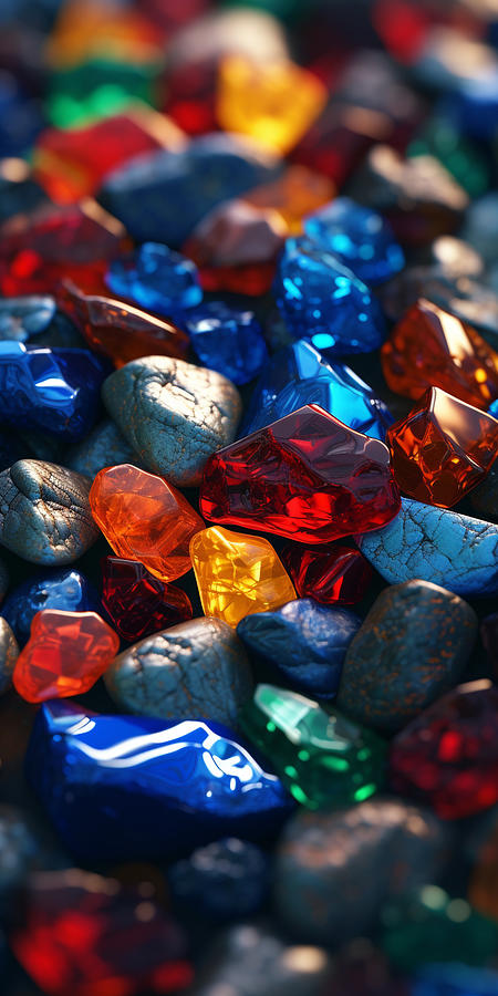 Fantasy Painting - realistic  close  up  photo  realism  some  gemstones  by Asar Studios #2 by Celestial Images