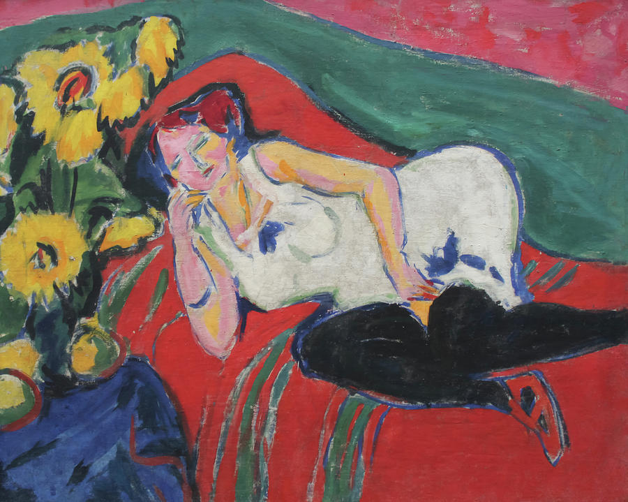 Ernst Ludwig Kirchner Painting - Reclining Woman in a White Chemise by Ernst Ludwig Kirchner by Mango Art