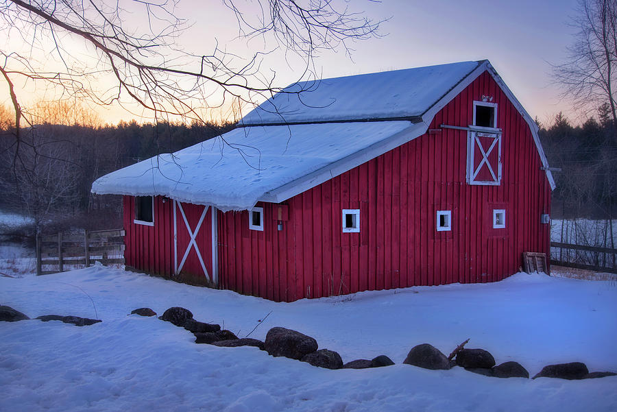 Antrim Nh Photograph - Red Barn in Winter #2 by Joann Vitali