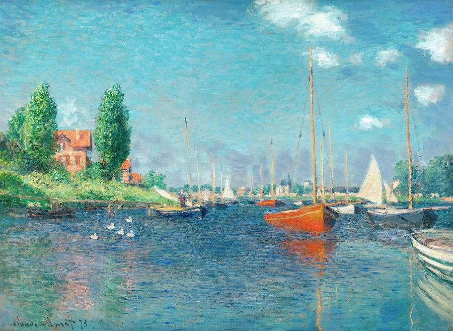 Claude Monet Painting - Red Boats, Argenteuil #2 by Claude Monet