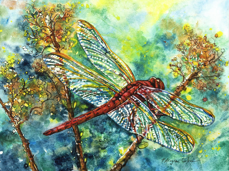 Red Dragonfly Painting