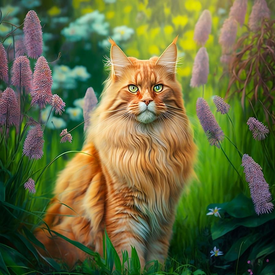 Red Maine coon Digital Art by Solenia Lazzaro - Fine Art America