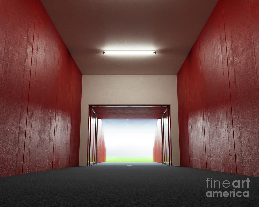 Red Sports Stadium Tunnel Entrance Digital Art