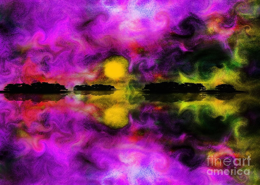 Red sunset over calm water #2 Digital Art by Bruce Rolff