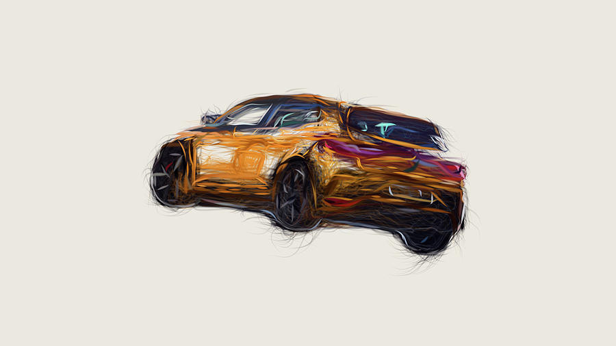 Renault Megane RS Trophy Car Drawing #2 Digital Art by CarsToon Concept