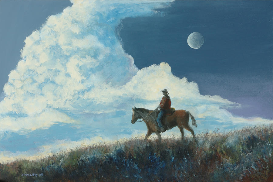 Famous Paintings Painting - Rider Against the Sky by Jerry McElroy