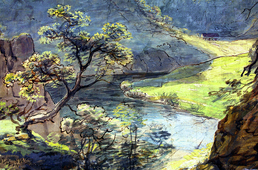 River Landscape Drawing