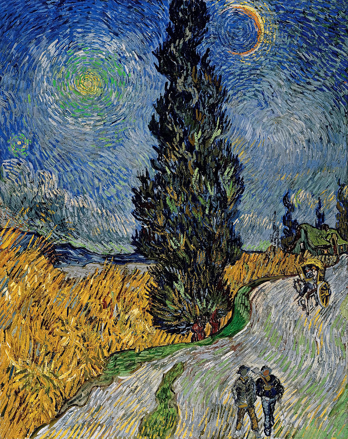 Road With Cypress And Star By Vincent Van Gogh Painting