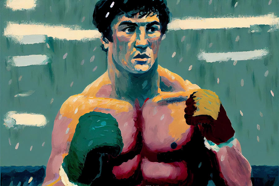 Rocky Balboa inspired by Magritte oil Painting by Asar Studios Digital ...