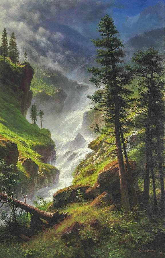 Albert Bierstadt  Painting - Rocky Mountain Waterfall #3 by Albert Bierstadt