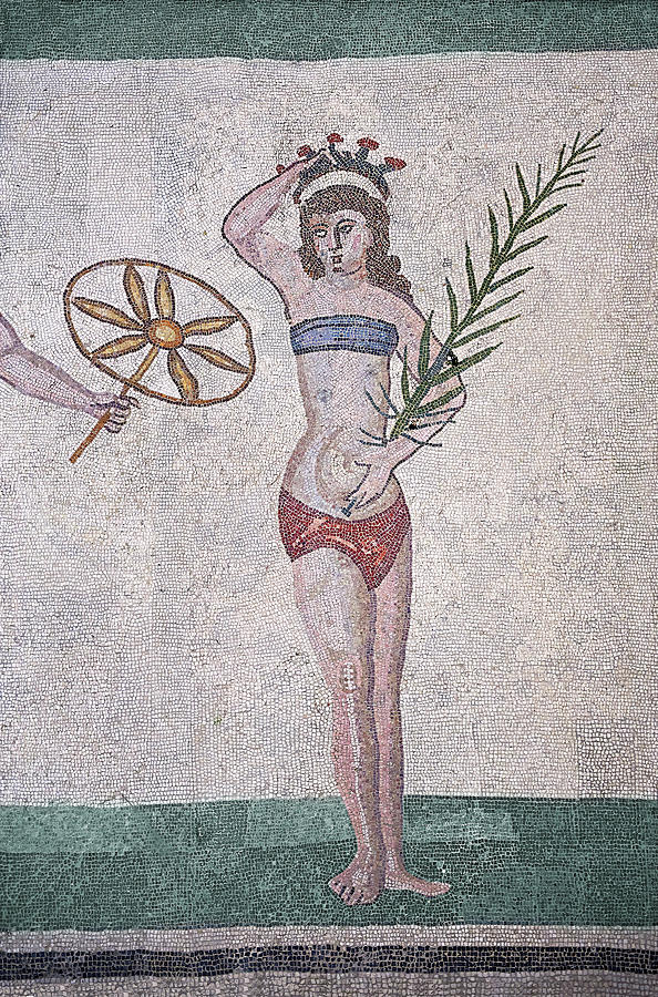 Roman Mosaic - the Ten Bikini Girls - Villa Romana del Casale, Sicily  Photograph by Paul E Williams