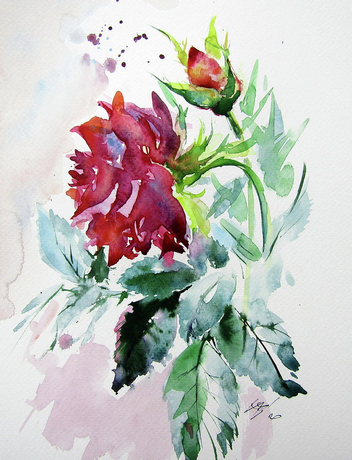 Rose Painting by Kovacs Anna Brigitta