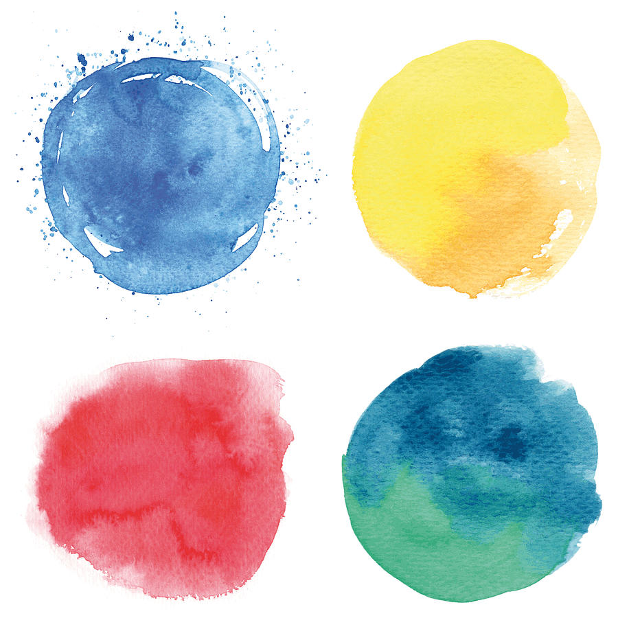 Round watercolor spots #2 Drawing by Ollustrator