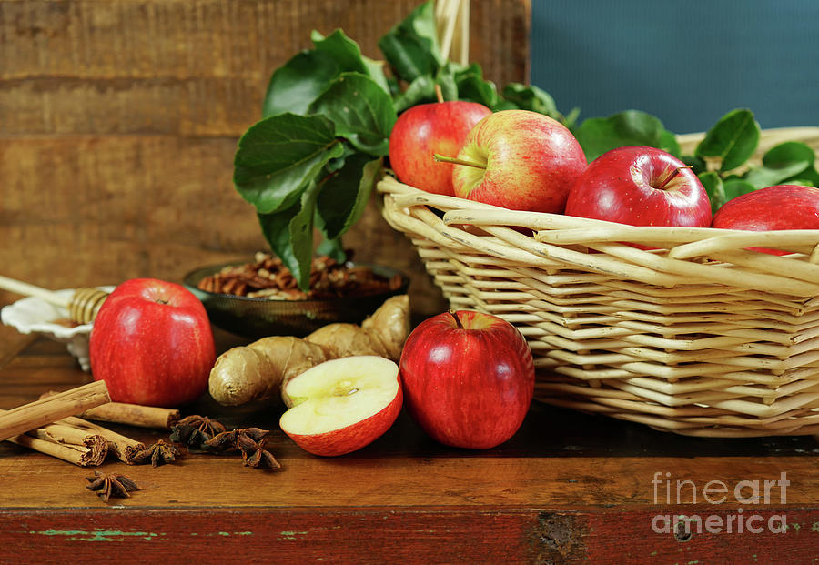 Royal Gala apples with honey and spices preparation for cooking and