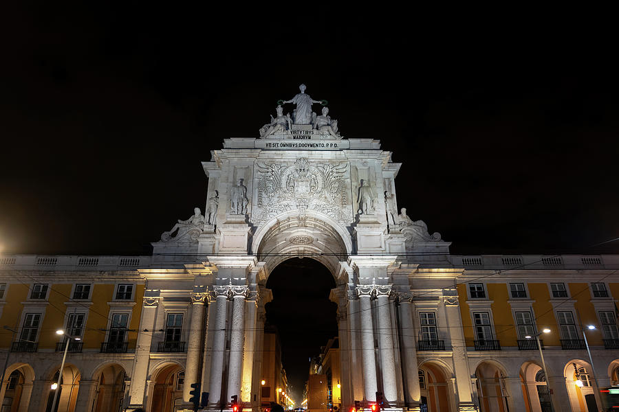 Rua Augusta Arch At Night In Lisbon #2 Photograph by Artur Bogacki