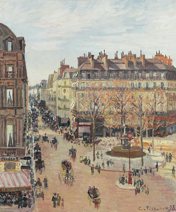 Rue Saint-Honore, Sun Effect, Afternoon Painting by Camille Pissarro ...