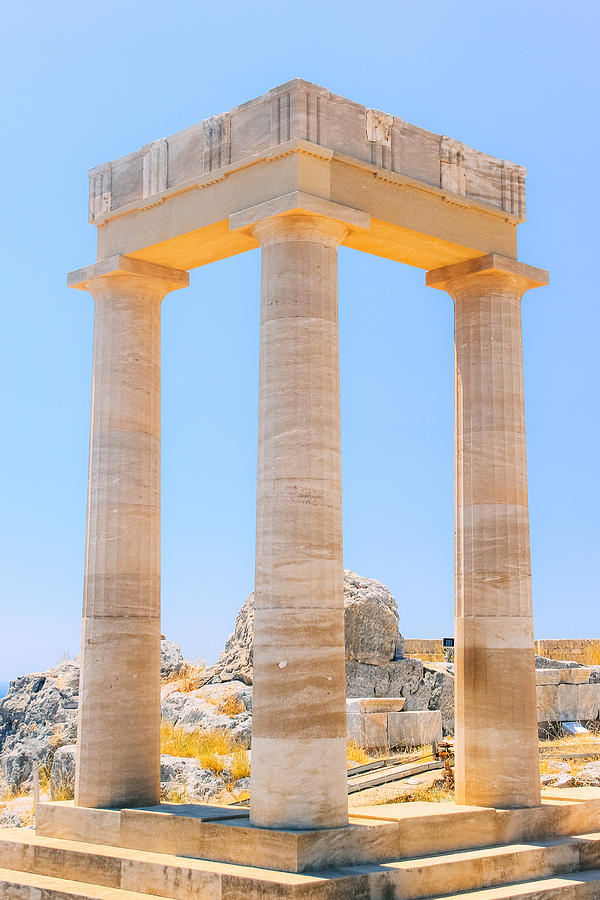 Ruins of Acropolis of Lindos, Rhodes, Dodecanese Islands, Greek Islands, Greece #2 Photograph by Andrei Troitskiy