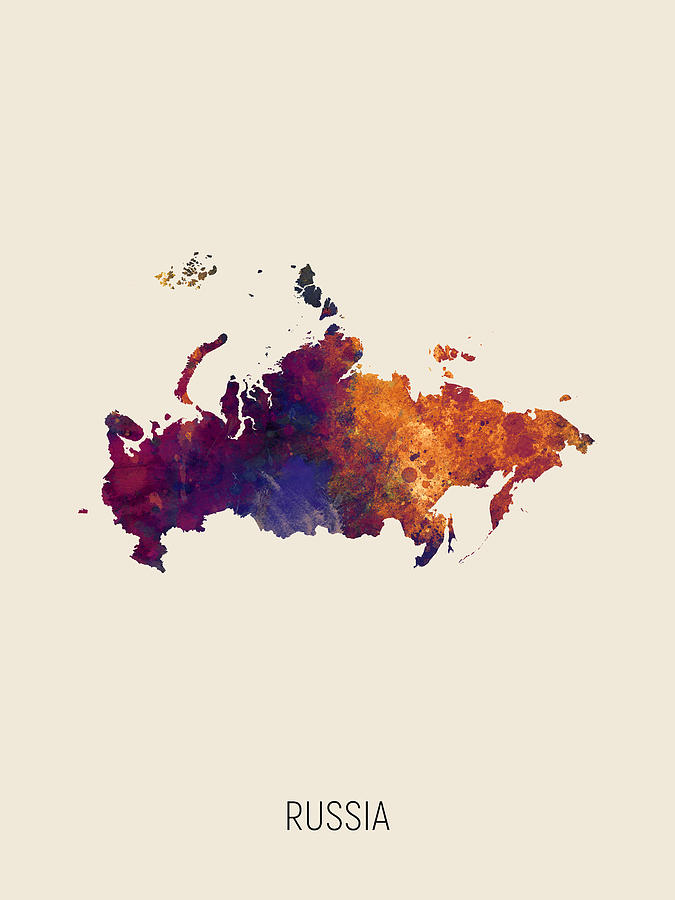 Russia Watercolor Map #2 Digital Art by Michael Tompsett