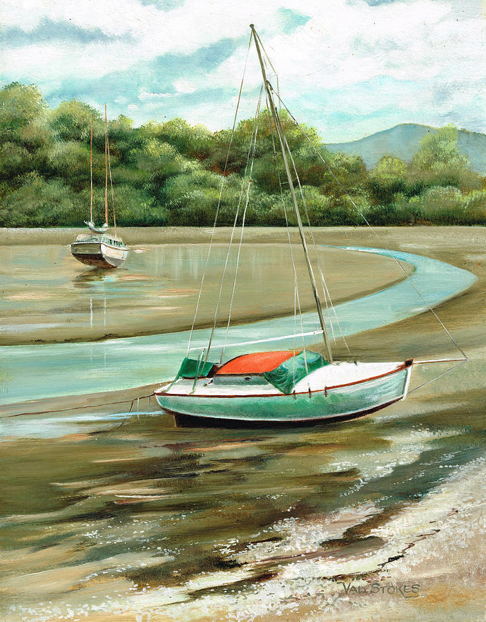 Safe Mooring #2 Painting by Val Stokes