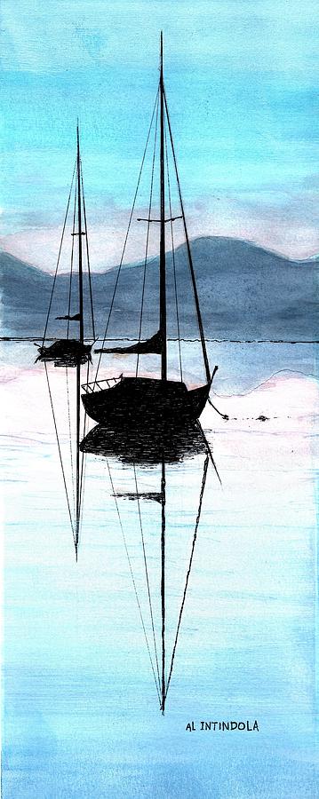2 Sailboats Sil Painting by Al Intindola