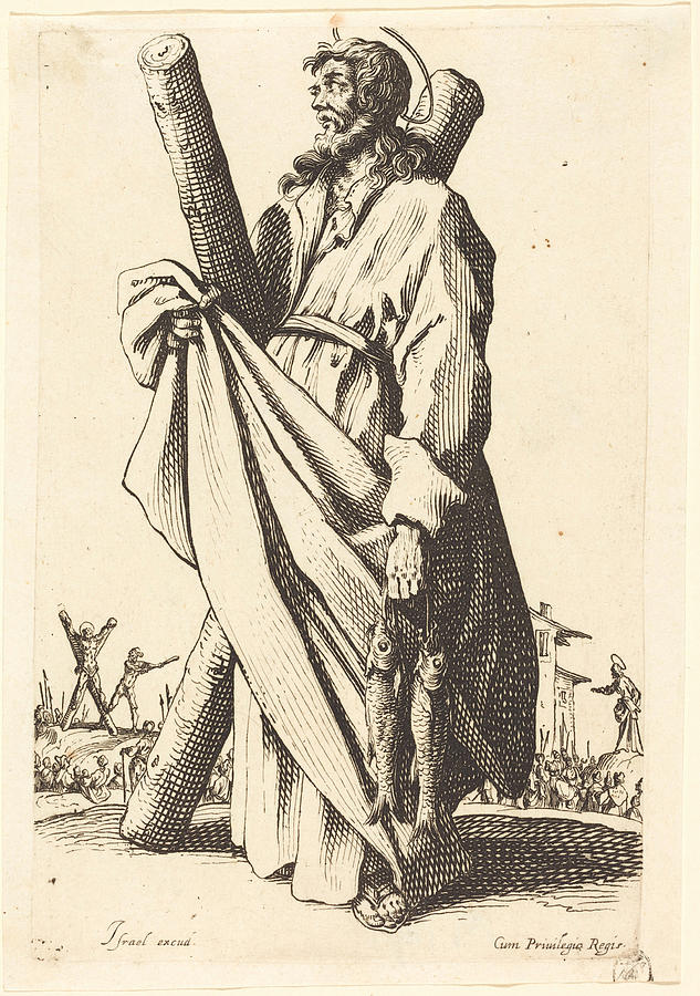 Saint Andrew #2 Drawing by Jacques Callot
