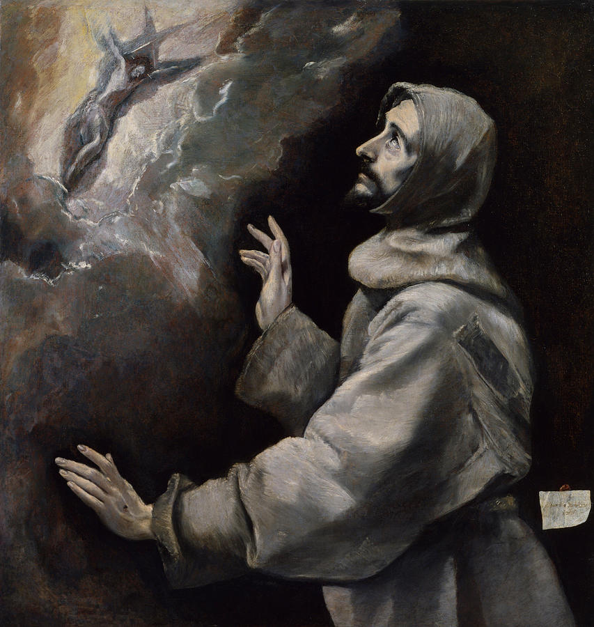 El Greco Painting - Saint Francis Receiving the Stigmata  #2 by El Greco