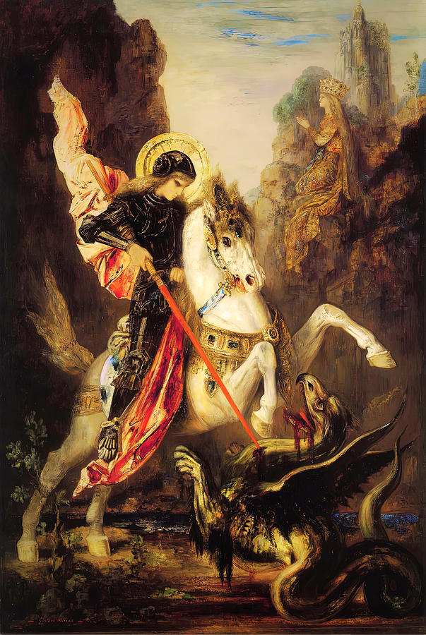 Gustave Moreau Painting - Saint George and the Dragon #2 by Gustave Moreau
