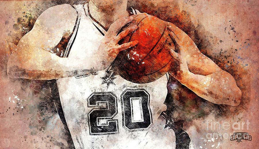 San Antonio Spurs Basketball NBA Team, Basketball Player, Sports Posters  for Fans by Drawspots Illustrations