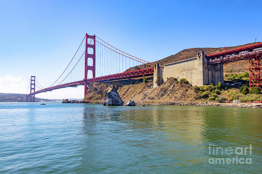 San Francisco Photograph - San Francisco Golden Gate Bridge Viewed From Marin County Side R3039 #2 by Wingsdomain Art and Photography