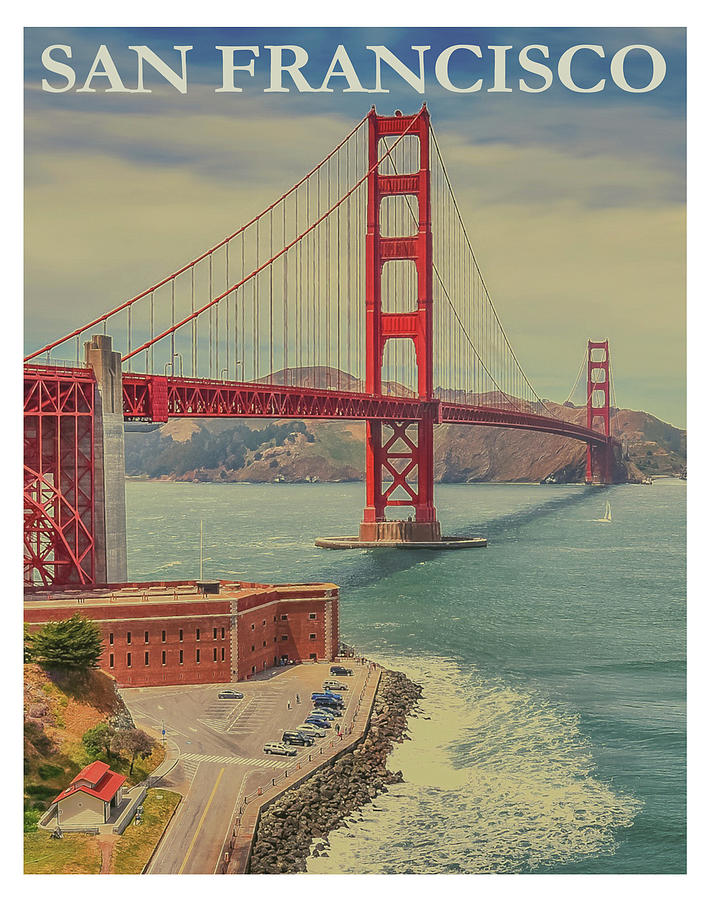 Vintage Drawing - San Francisco Vintage Travel Poster #2 by Travel Poster