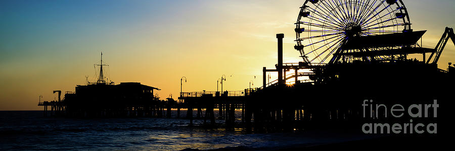 Santa Monica Photograph - Santa Monica Pier Sunset Panorama Photo #2 by Paul Velgos